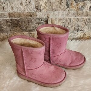 Ugg Girls Pink Star Suede Winter Boots